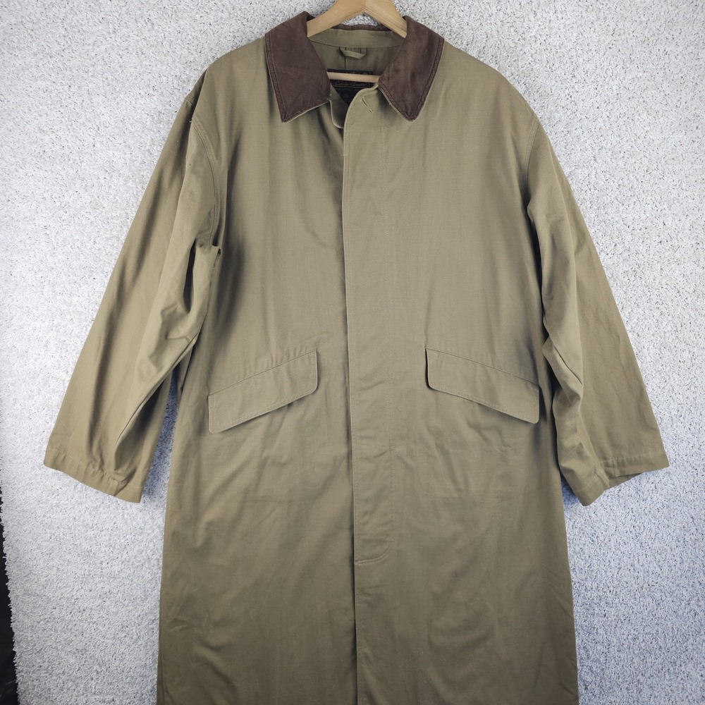 Vintage 90s Eddie Bauer Trench Field Coat Duster Mens XL Corduroy Collar Chore